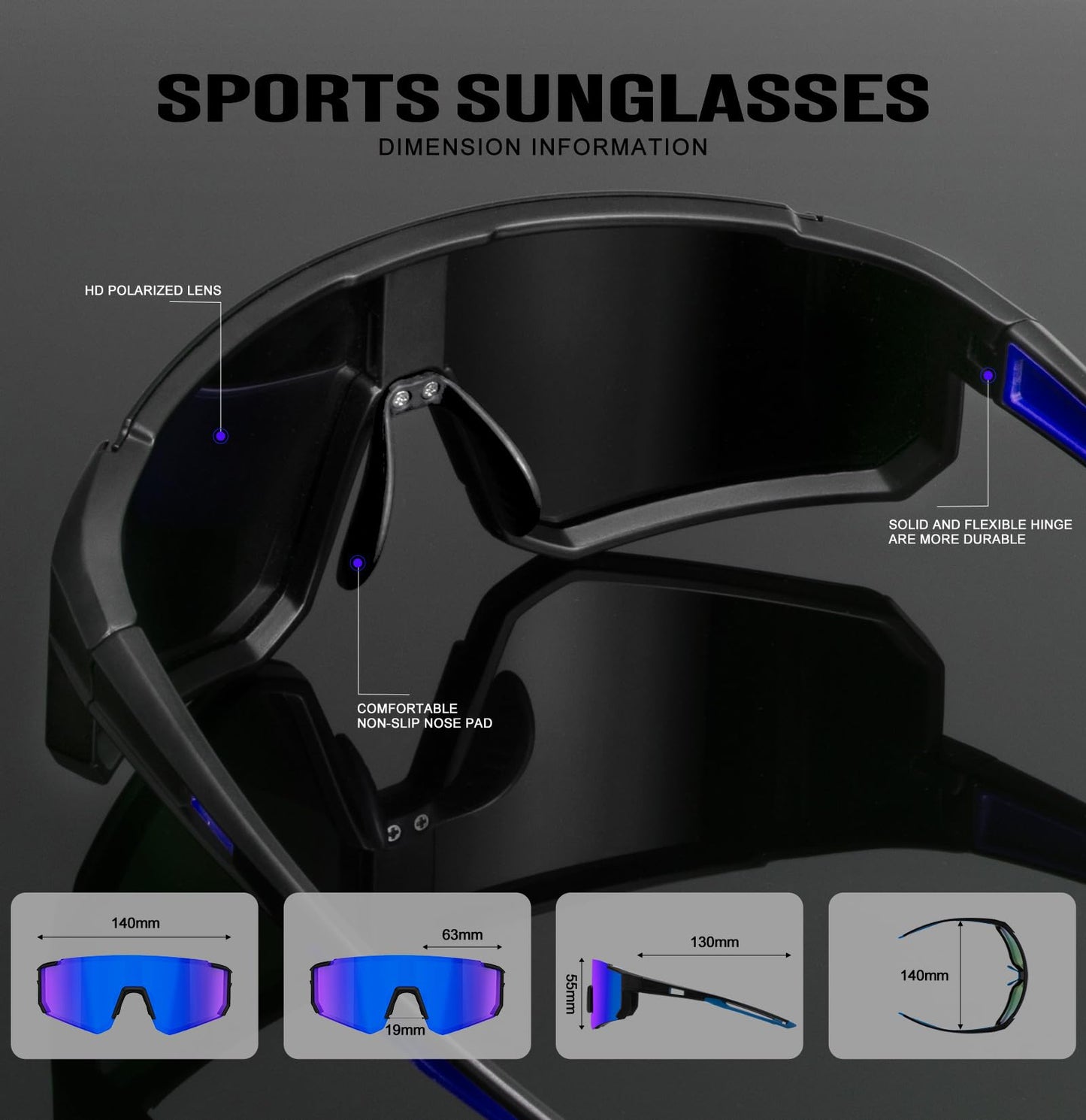 KALIYADI Polarized Sunglasses-for-Men Sports Sunglasses: Mens Running Sun Glasses UV400 Protection for Cycling Baseball