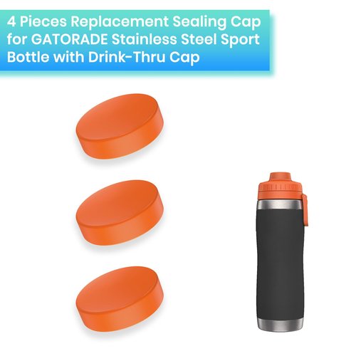 BOSORIO 4 Pack Spill Stoppers Compatible with Gatorade Stainless Steel Sport Bottle 26oz, Replacement Lid Parts Rubber Seal Mouth Plug for Drink-Thru Cap