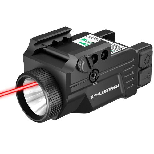 XYH RL70 500 Lumens Tactical Flashlight with Red Laser Sight Combo, Pistol Light Red Laser Combo with Strobe&Constant Light Modes, USB-TypeC Rechargeable Fits Standard Picatinny&Glock Rails