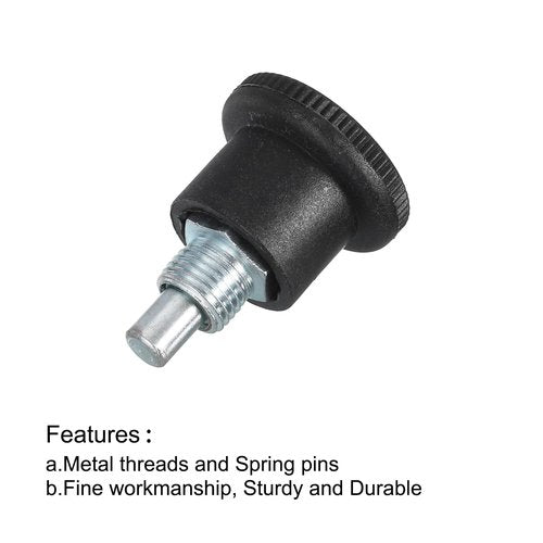 uxcell Pull Pin Spring Knob Replacement Parts, M10 Adjustment Fitness Pull Pin Knob for Home Fitness Exercise Bike, Black 1Pcs