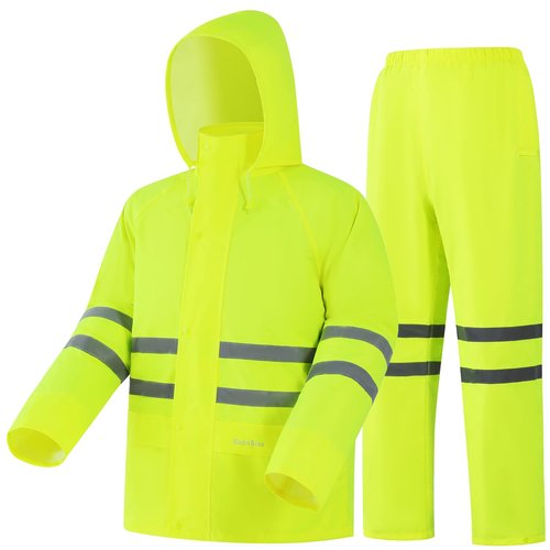 Waterproof Rain Suits, Rain Gear for Men Women Outdoor Rainwear Fishing Rain Jacket and Rain Pants(Yellow,X-Large)