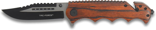 TAC Force TF-809 Series Spring Assist Folding Knife, Two-Tone Blade, 4.5-Inch Closed