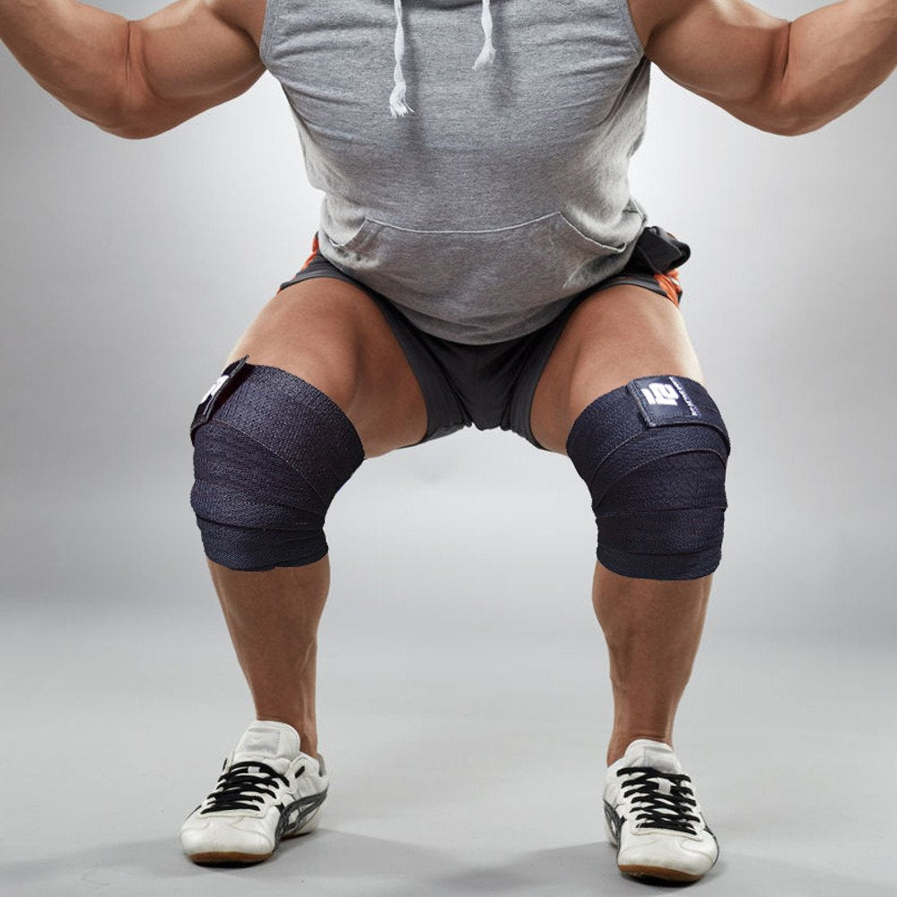 Fit Active Sports Knee Wraps for Weightlifting – 72” Elastic Knee Support Straps with Non-Slip Hook & Loop Closure – Knee Protection for Squats, Powerlifting, Cross Training – 1 Pair