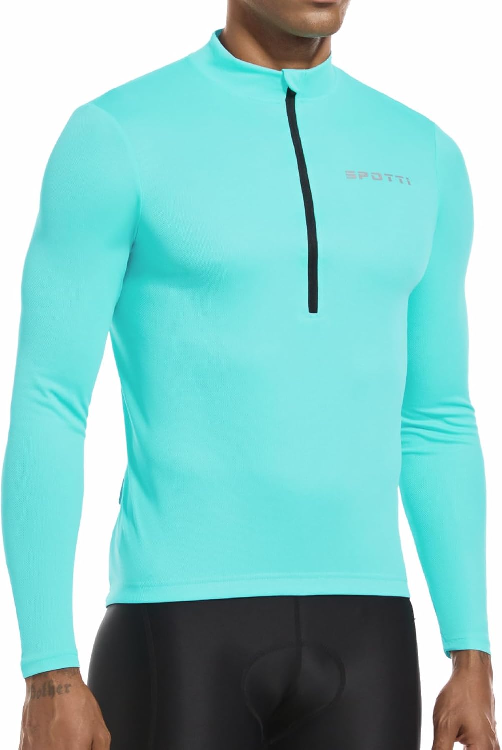 Spotti Men's Cycling Bike Jersey Long Sleeve with 3 Rear Pockets - Moisture Wicking, Breathable, Quick Dry Biking Shirt