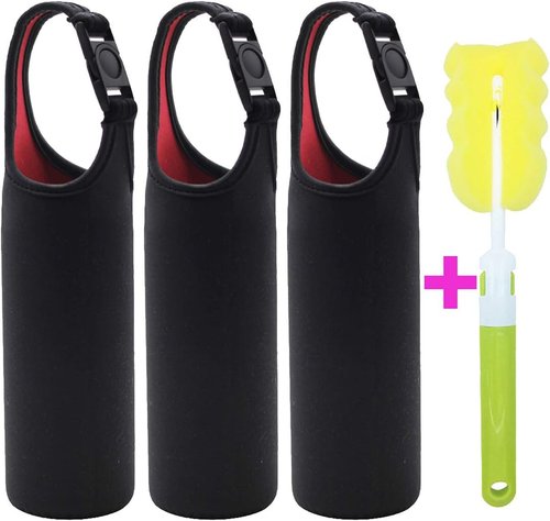 Kvvdi 3 Pack 16 oz - 21 oz Neoprene Water Bottle Sleeve 16.9oz Portable Bottle Cooler Cover Holder Strap for Outdoor
