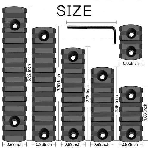 Bontok Single Picatinny Polymer Accessory Rail Set for 3 5 7 9 11 13 Slots with 13 T-Nuts & Screws, 6 Wrench- Rounded Corner-Polymer