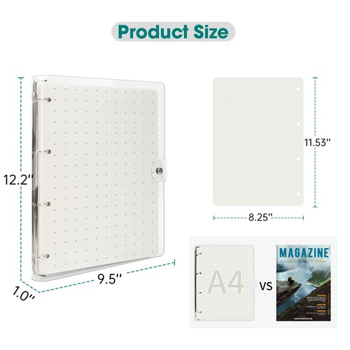 PACMAXI A4 Enamel Pin Display Book Organizer-300 Pin Capacity, Clear PVC Cover, Creative Pin Collection, Portable Pin Trading Book (White-6 page)