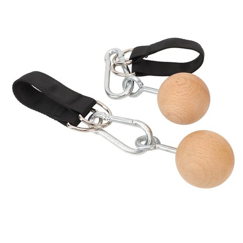 SUNGOOYUE Pull Up Ball Grip, 1 Pair Anti Slip Beech Wood Climbing Ball Hold Grip with Strap for Strength Training Fitness