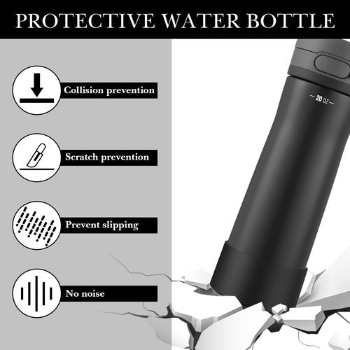 Linkidea 2 Pack Water Bottle Boot Compatible with Contigo Jackson Chill 2.0 20oz/24oz, Cortland 24oz, Silicone Anti-Slip Bottle Bottom Bumper Protector (Black)