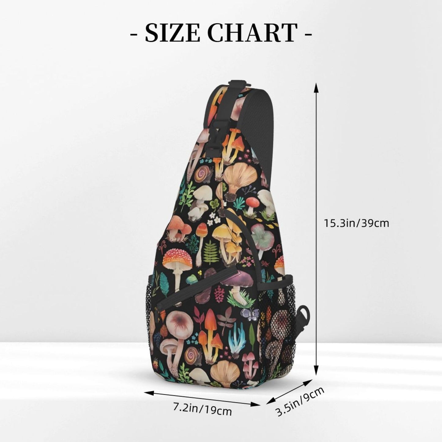 KAWOEEW Mushroom Sling Bag - Crossbody Backpack for Women & Men, Travel & Hiking, Mushroom Decor