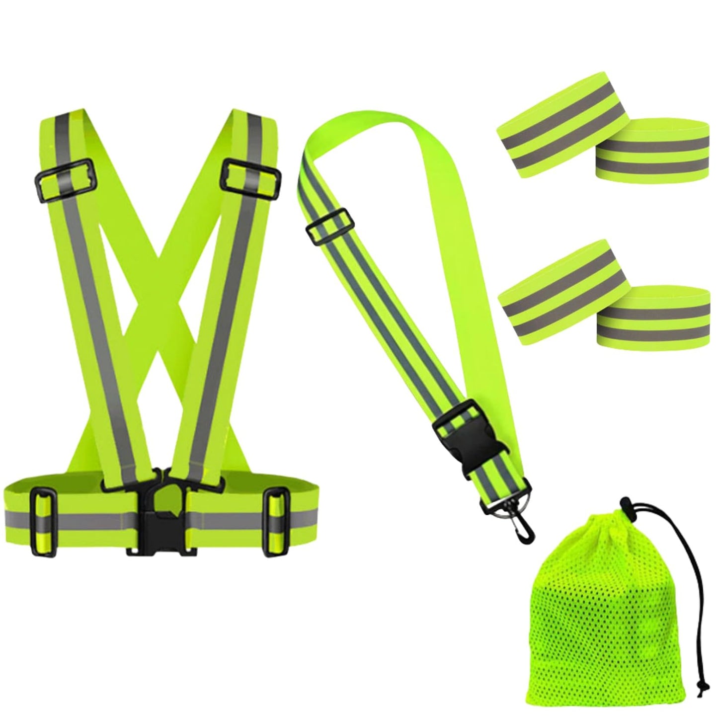 Accfore Reflective Safety Vest Set of 6,High Visibility Vest Adjustable Straps,Safety Reflective Gears for Walking,Running,Outdoor Jogging,Cycling,Workers(Blue)