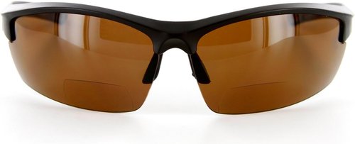 Creekside Wrap-Around Polarized Bifocal Sport Safety Reading Sunglasses for Youthful, Active Men and Women (Black/Amber +2.00)