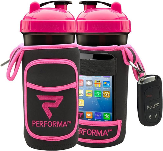 Performa FitGO Insulated Shaker Cup Holder Sleeve - Black/Pink