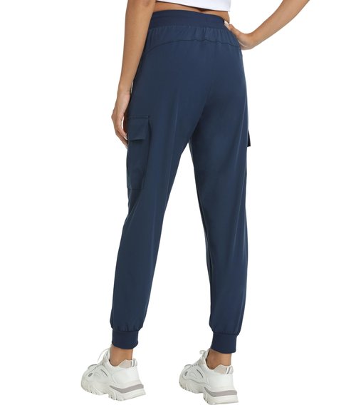 Womens Cargo Pants with Pocket Quick Dry Workout Athletic Joggers Drawstring Travel Casual Outdoor Camping Hiking Pants(Navy Blue M)