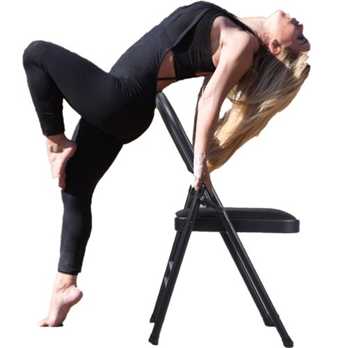 CIGOCIVI Yoga Auxiliary Chair Backless Relieve Neck and Back Pain Chair Foldable Balance Handstand Training Tool Alloy Steel (Black)