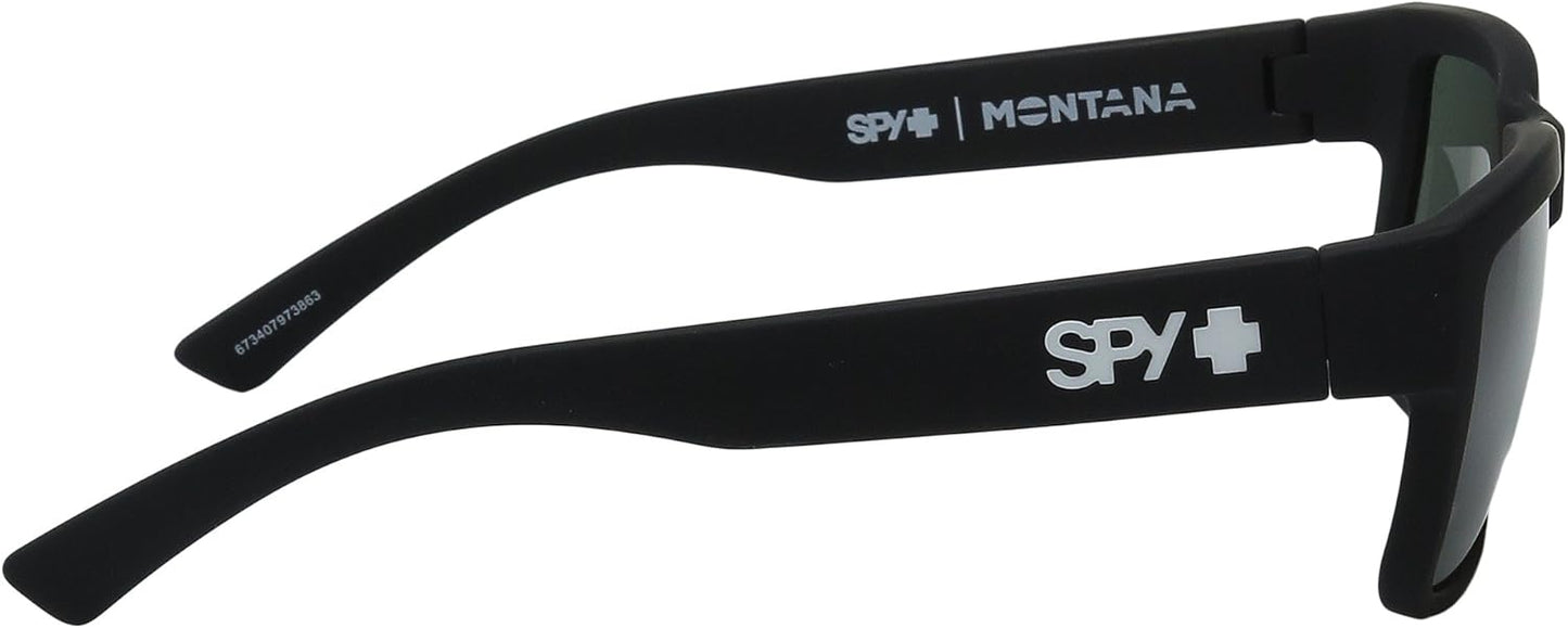 Spy Optic Montana Sunglasses Matte Black w/ Happy Grey Green Lens + Sticker