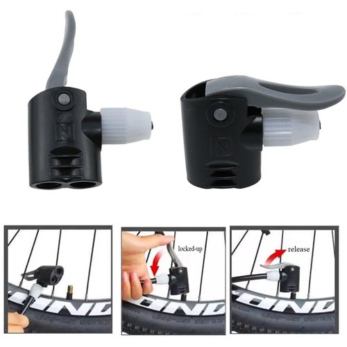 Meuey Lyot Black Dual Head Bike Pump Adapter Valve Quick Pump Fitting Replacement Nozzle Tire Valve Connector Valve Adapter 2PCS