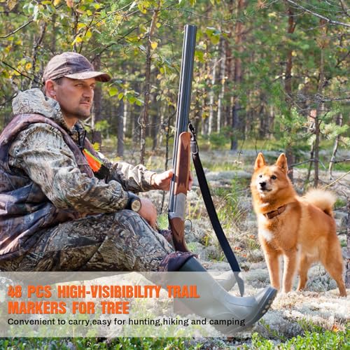 48 Pcs High Visibility Trail Markers - Bright Orange & Yellow for Hiking and Hunting