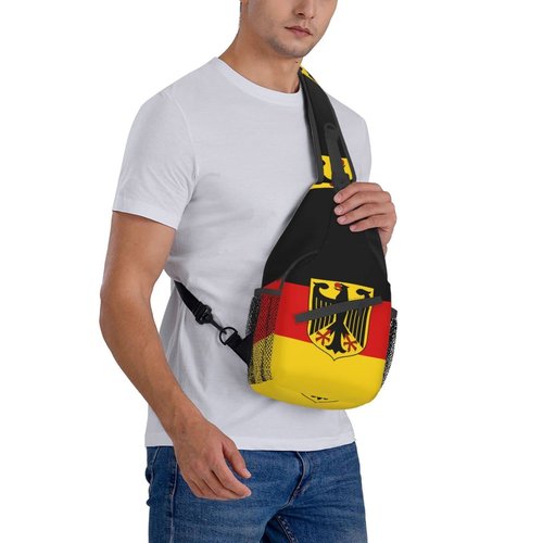 Cute German Flag Sling Backpack, Multipurpose Crossbody Shoulder Bag Travel Hiking Germany Casual Daypack for Men Women
