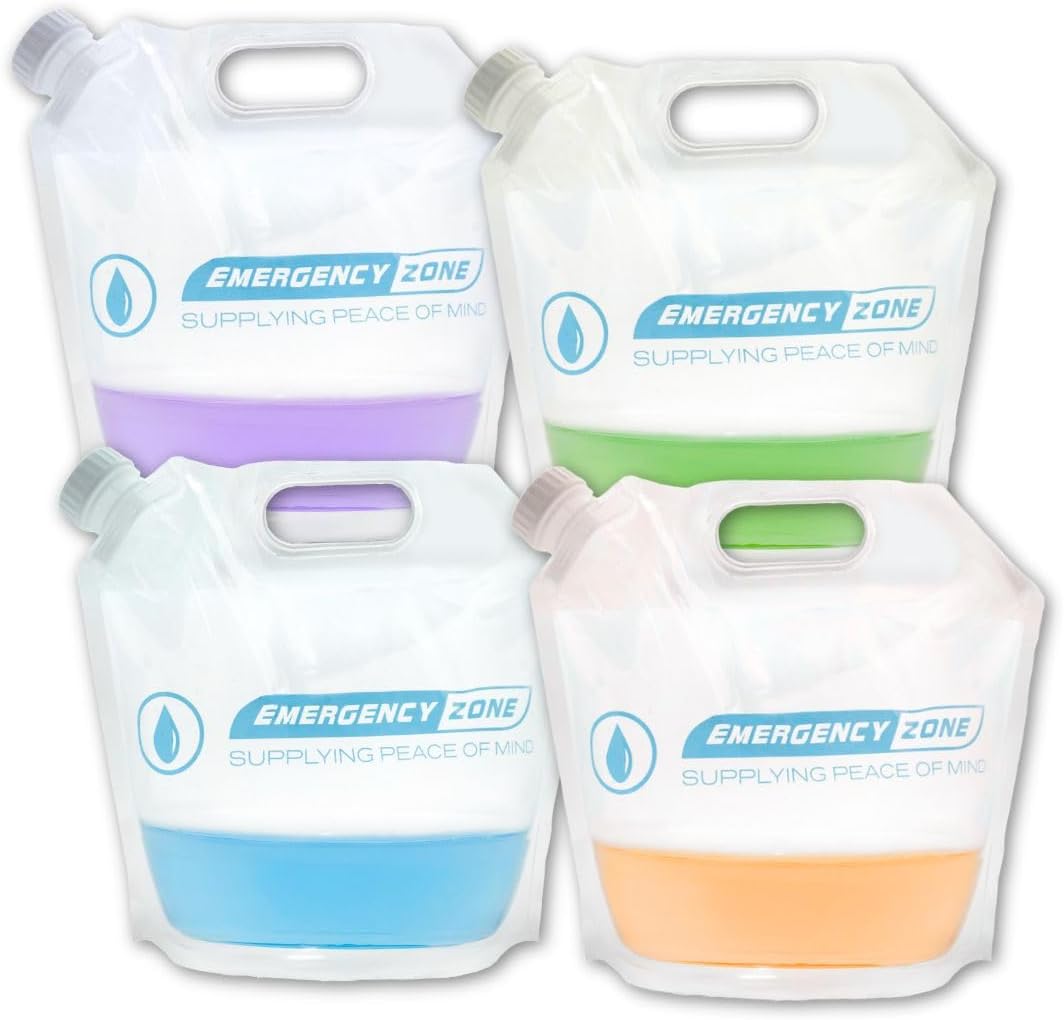 4 Liter/1-Gal Water Pouch for Emergency Water/Food Storage, Camping, and Hurricane Supplies for Home | Compact Collapsible Water Container