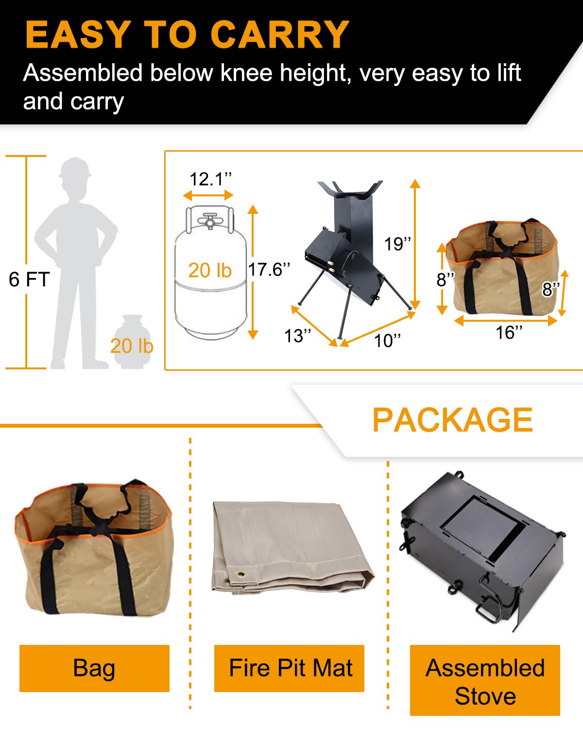 Autoholic Portable Rocket Stove for Cooking Wood Burning Stove Outdoor Camping Living BBQ Picnic Emergency Survival Stove Small Outdoor Woodstove