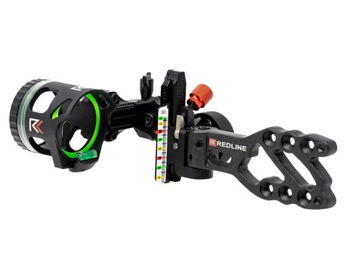 Redline RL-1 Carbon Single Pin Slider Bow Sight - .019 Fiber Pin with 2nd & 3rd Axis Adjustments and Enclosed Fiber Optic Ring, Right Handed Bow Setup