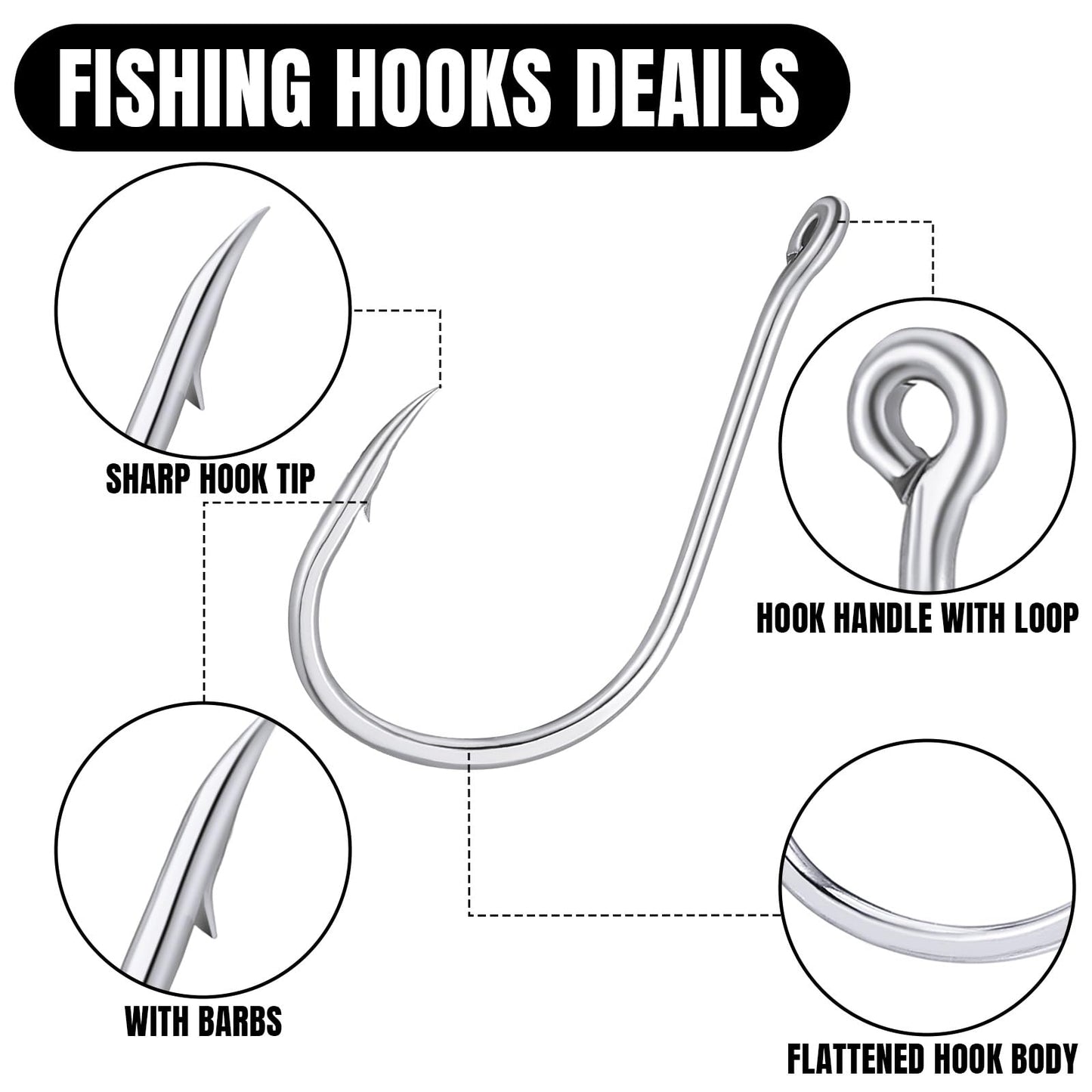 JellyArch 800 Pcs Fishing Accessories Kit Includes 700 Pcs 14 Sizes Carbon Steel Fishing Hooks 100 Pcs 9 Weights Removable Split Shot Sinker Circle Hooks Saltwater Fishing Sinkers and Weights with Box