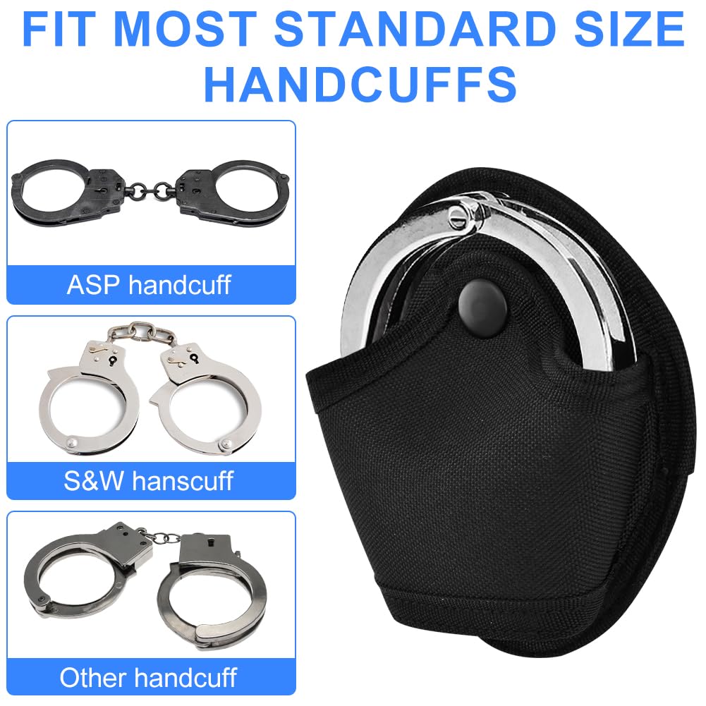 2 Pcs Handcuff Case, Handcuff Holster, Open Top Oxford Cloth Cuff Pouch for Duty Belt Police Law Enforcement Security Officer Accessories Fits Standard Chain or Hinge Handcuffs