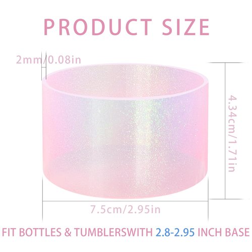 YWDOUJI Jelly Luster Glitter Silicone Transparent Boot for Stanley 20-40oz, Compatible with Hydro Flask or Other Water Bottle Tumbler, 2.85-3.0 inch Protective Anti-Slip Bottom Sleeve Cover