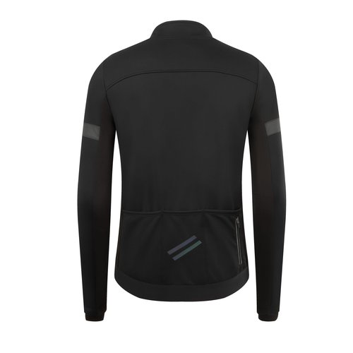 RISESBIK Men's Cycling Jacket Winter Cycling Clothing Windproof Waterproof Thermal Softshell Bike Windbreaker Zipper Pockets (Black, L)