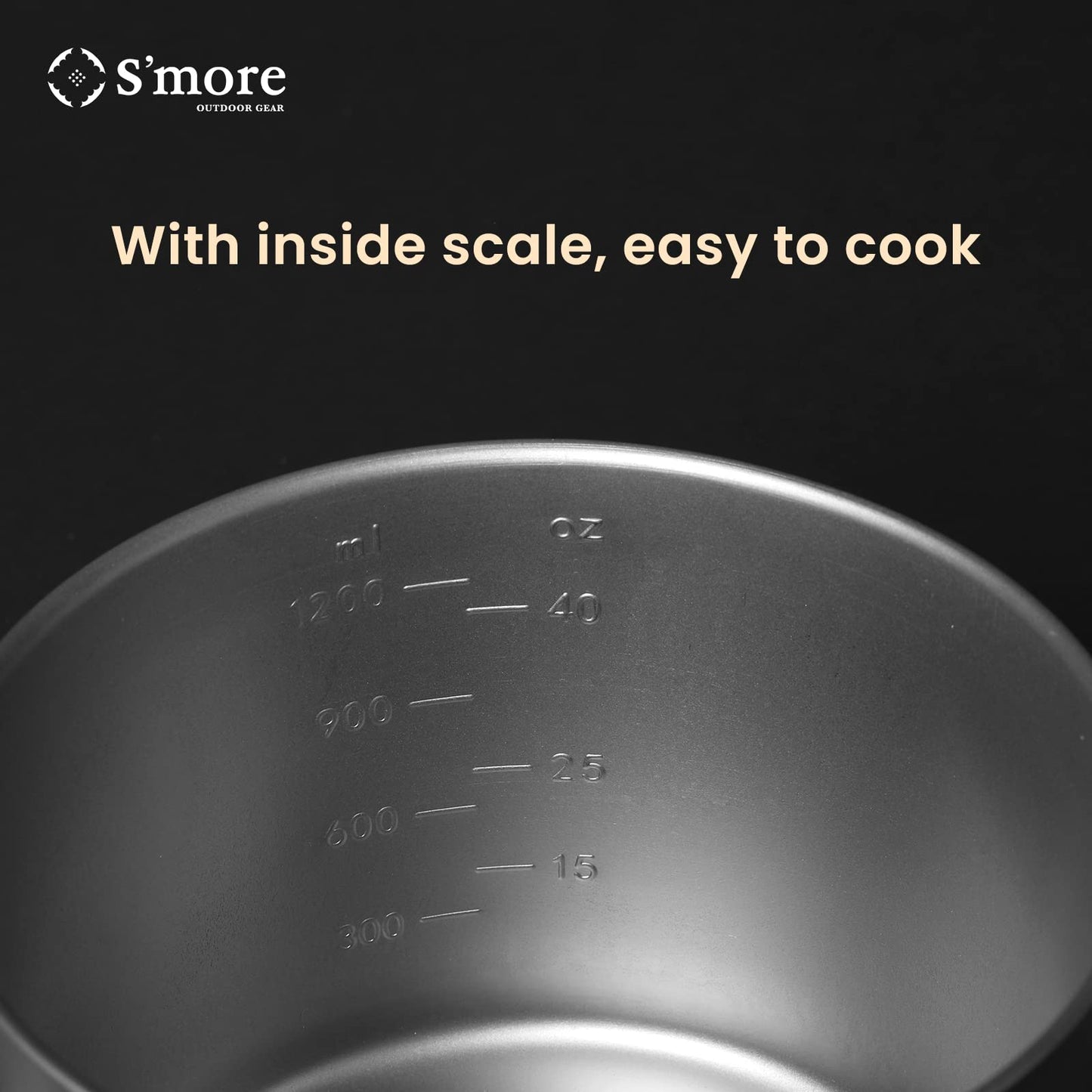 S'more Titanium Cooking Set, Ultralight Eco-Friendly Camping Cookware, 1100ml Pot and 350ml Pan 2 in 1 with Folding Handle for Hiking, Traveling, and Picnic(Medium)