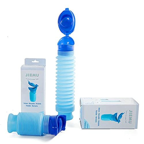 MEETYEHUA Portable Mini Outdoor Camping Travel Shrinkable Personal Mobile Toilet Bottle,Unisex Adjustable Emergency Urinal Portable Toilet for car 750ml (Blue)