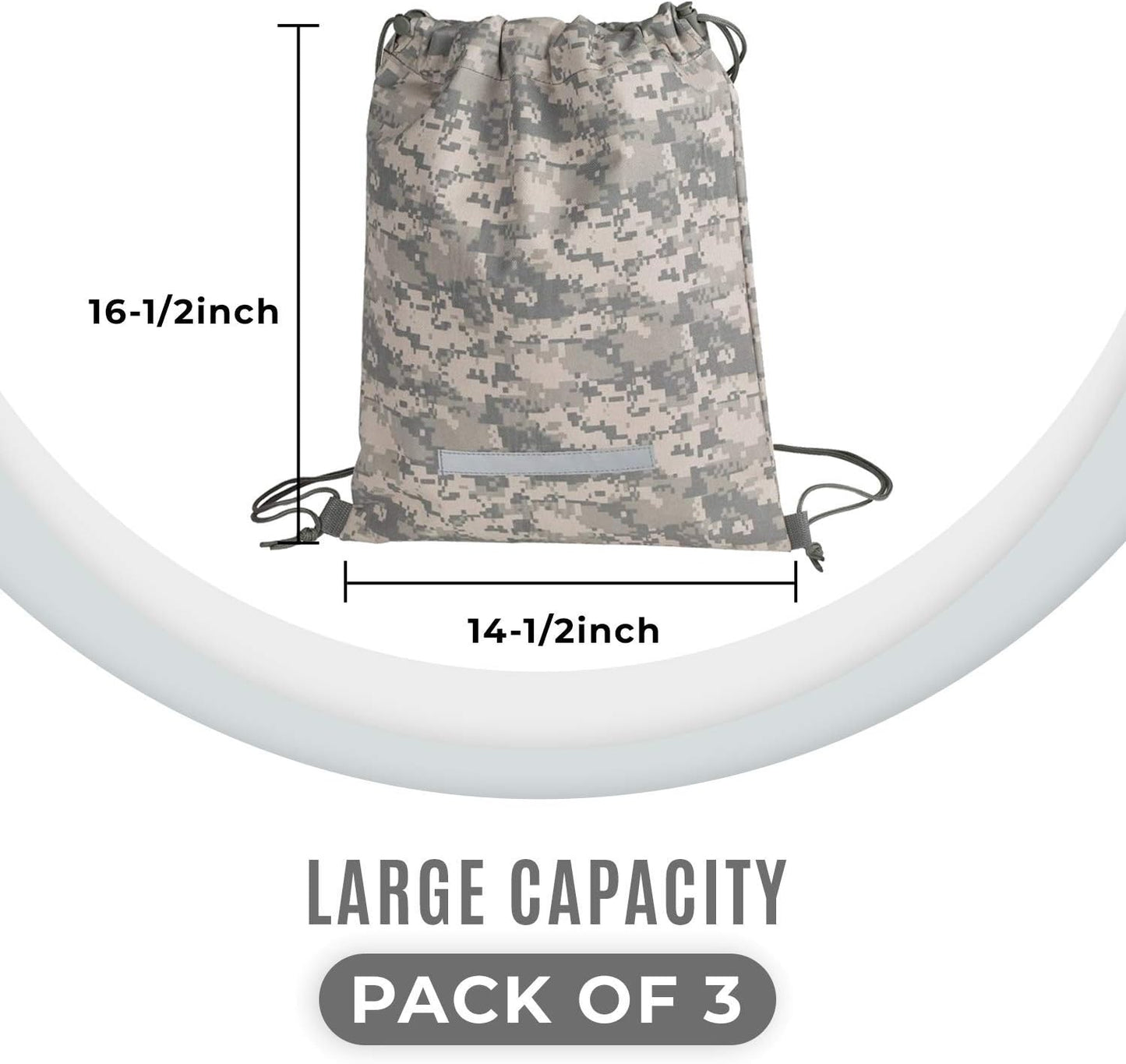 ImpecGear Heavy Duty Drawstring Backpack Digital Camouflage Army Navy Military Sack Bag (Pack of 1)