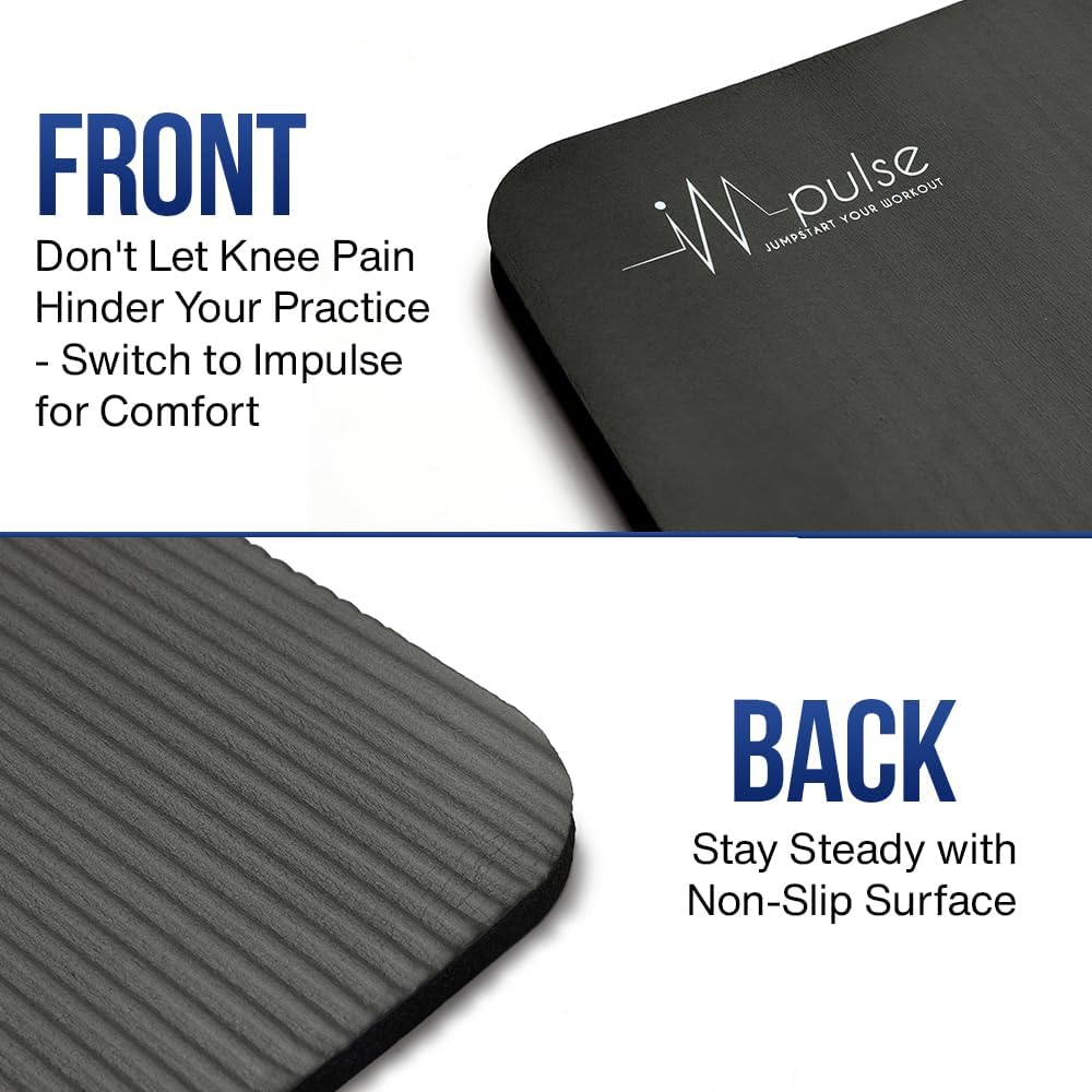 Impulse Yoga Knee Pads Cushion, Thick 1" (25mm) Workout Mat Provides Cushion for Kneeling & Elbows, Non-Slip & Portable Exercise Knee Pad for Yoga, Elbow, Wrist Pain, Planks, Pushups & Floor Exercises