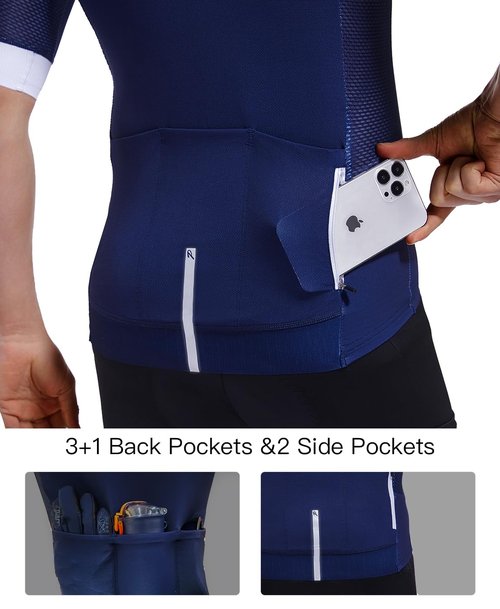 Przewalski Men's Pro Cycling Jersey Competitive Training Short Sleeve Bike Shirts Bicycle Tops for Road Biking Blue
