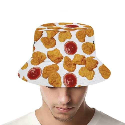 Mercuryelf Chicken Nuggets Bucket Hat Gifts for Men Women, Unisex Packable Sun Cap, Fashion Fisherman Hat Summer Outdoor