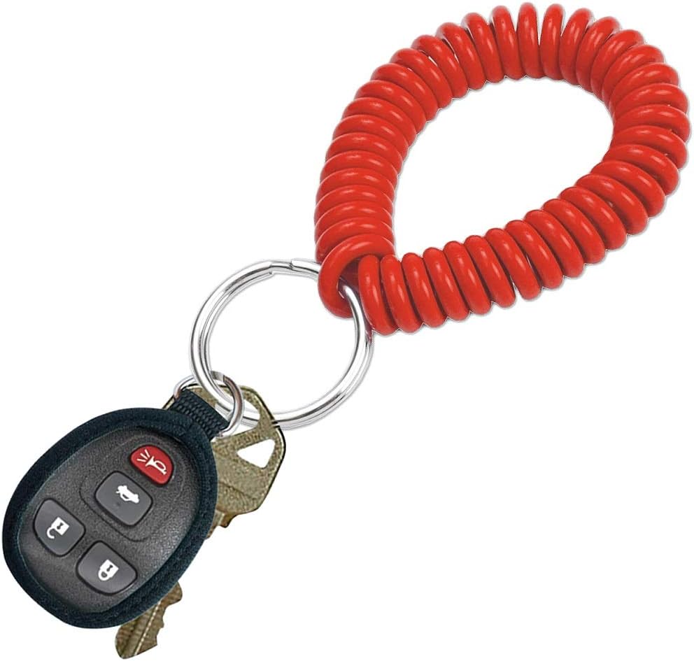 ucky Line 2” Spiral Wrist Coil with Steel Key Ring, Flexible Wrist Band Key Chain Bracelet, Stretches to 12”, Purple, 10 Pack (41065)