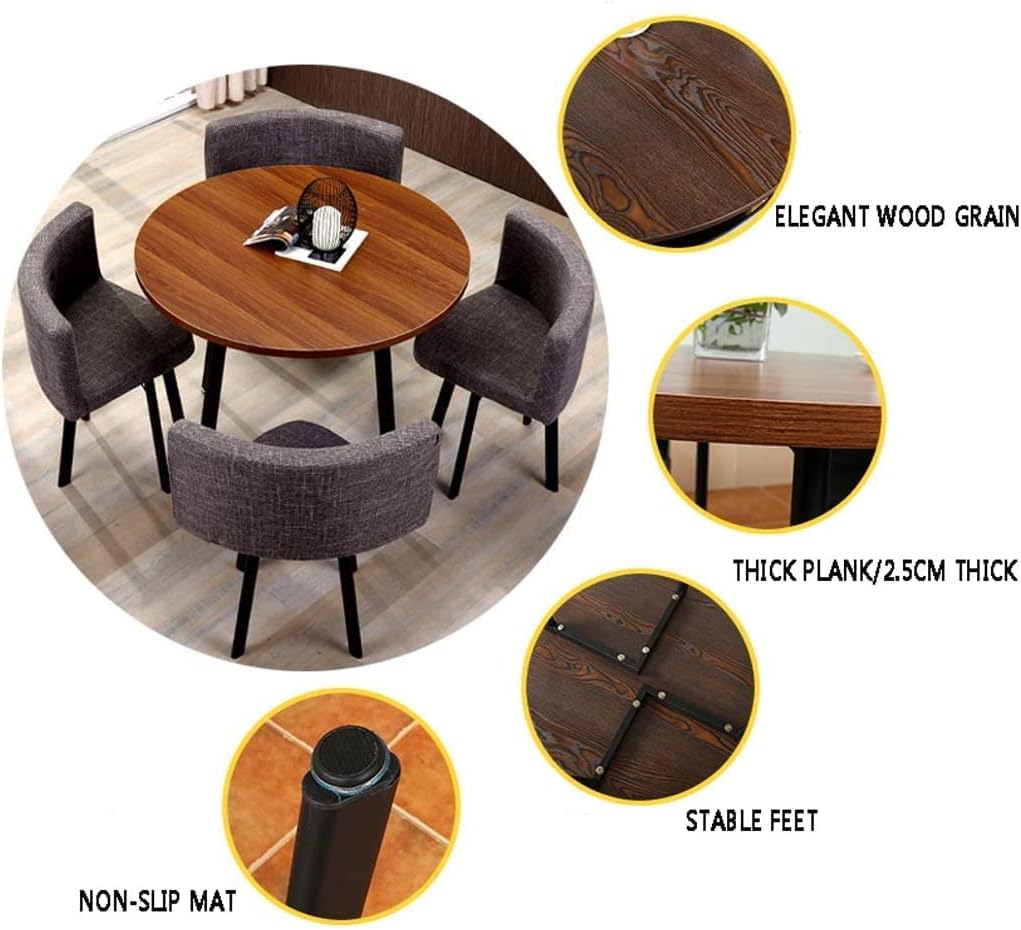 Office Table and Chair Set Conference Coffee Table 90cm Leisure Table and Chair Set Modern Home Living Room Balcony Wood Round Table Creative Lounge Cafe Break Room Office Business (Color : Grey) (