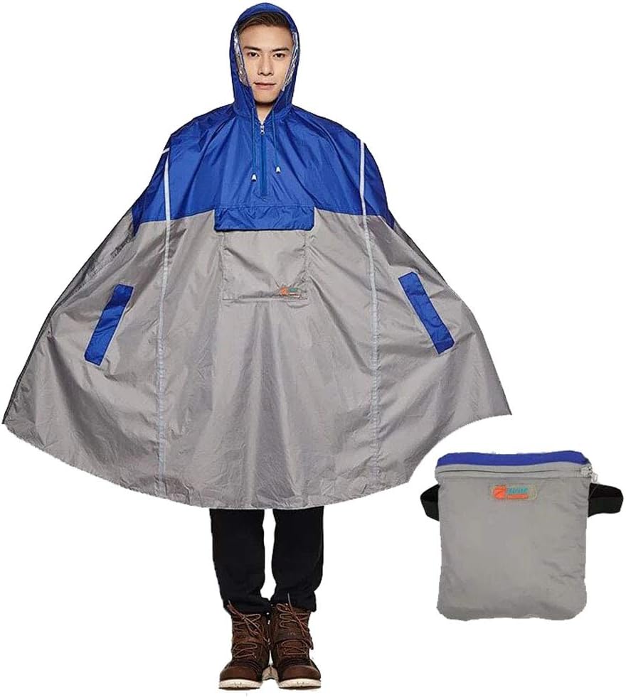SudaTeko Lightweight Cycling Rain Poncho Breathable Bike Hooded Raincoat Rain Cape with Reflector Strips