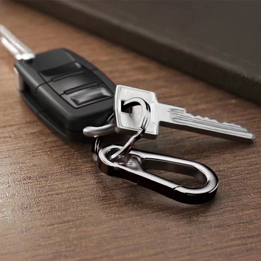 4Pcs Metal Carabiner Clip Keyring Keychain Key Ring Chain Holder for Car Keys/Purse- Black Keychain Hook Organizer