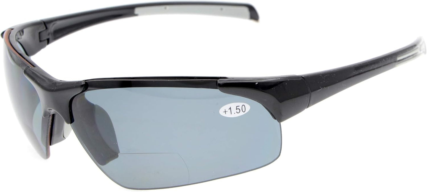 Eyekepper TR90 Unbreakable Sports Half-Rimless Bifocal Sunglasses Baseball Running Fishing Driving Golf Softball Hiking