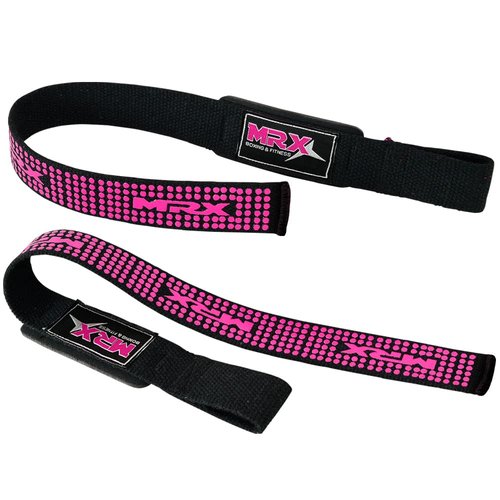 MRX Weight Lifting Bar Strap for Gym Workout Training Bodybuilding Deadlift Padded Straps Men/Women Black Pink