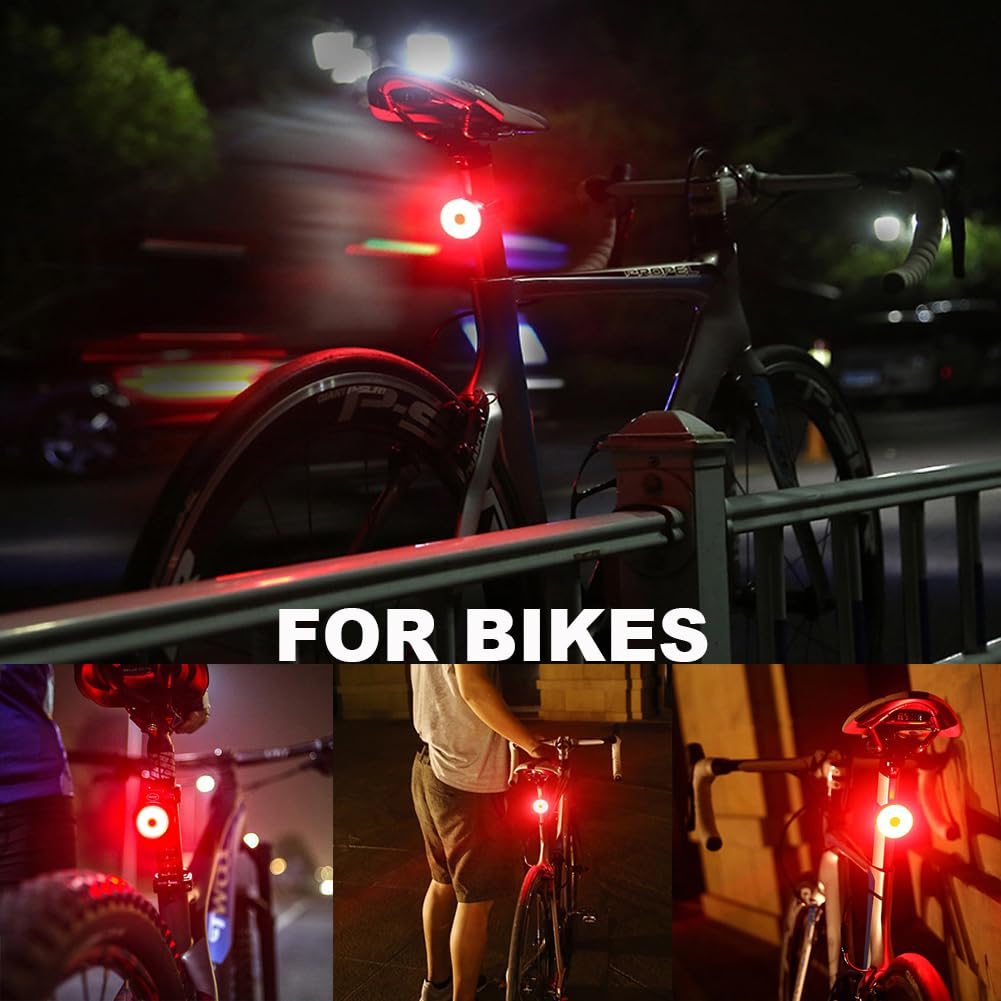 AaiLucky Bike Tail Light, LED Bicycle Rear Light for Night Riding, Rechargeable Helmet Warning Light, Adults Kids Cycling Scooter Accessories, 5 Lighting Mode & 56H Running Time, Waterproof