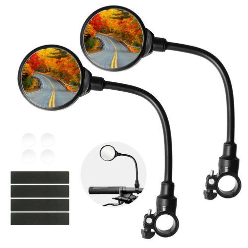 Seelulu Bike Mirror Handlebar Mount(Black-2 piece), Adjustable Rotatable Bicycle Rear View Mirror, Wide Angle Acrylic Convex Safety Mirror for Mountain/Road Bicycles