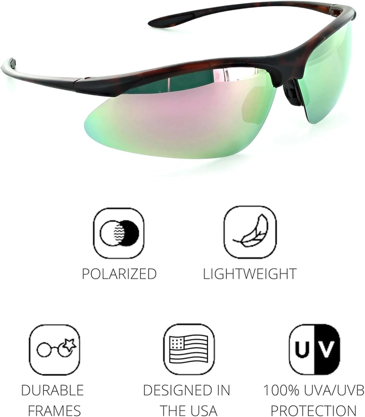 Optic Nerve Tightrope Polarized Sport Sunglasses – Lightweight Sportwrap Frame, UV Protection, Anti-Glare – Unisex Fit