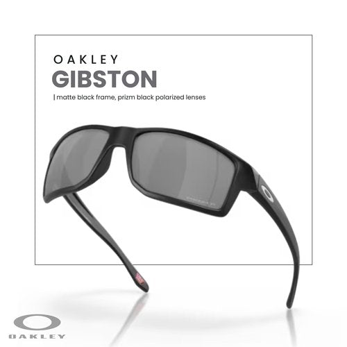 OAKLEY Gibston OO9449 944906 60MM Matte Black/Prizm Black Polarized Rectangular Sunglasses for Men+ Bundle Accessory Leash Kit, Microfiber Pouch