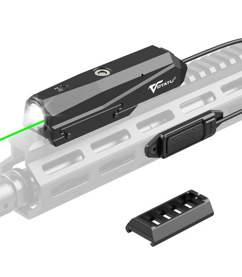 VOTATU P9L-GS 1600 Lumens Picatinny Light Laser Combo with Pressure Switch, Tactical Weapon Flashlight and Green Laser Sight Beam, Magnetic Rechargeable, Momentary/Constant-on Strobe Fuction