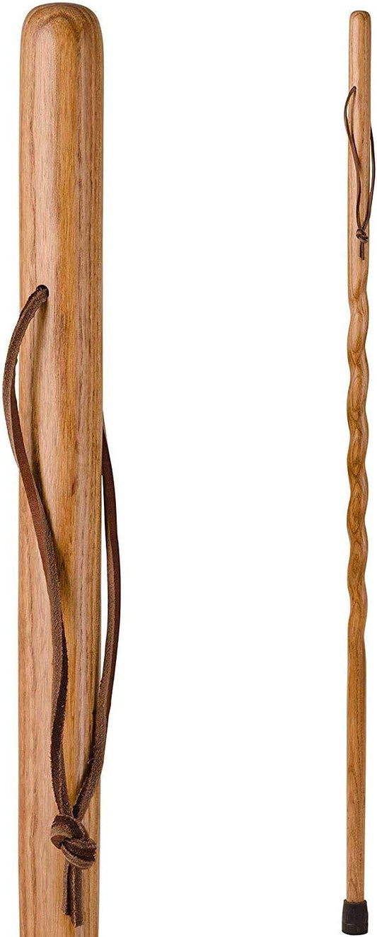 Brazos Trekking Pole Hiking Stick for Men and Women Handcrafted of Lightweight Wood and made in the USA, Tan Oak, 55 Inches