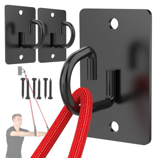 3 Pcs Wall Anchors for Resistance Bands, Wall Mount Resistance Bands Anchors System, Workout Bands Anchor for Exercise Bands, Space-Saving Home Gym Hooks for Free Exercise - Black