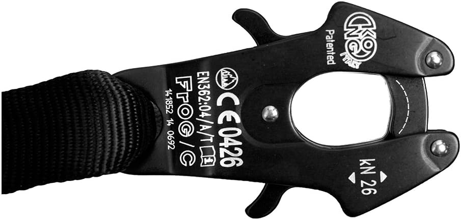 Fusion Tactical ProGlide Military and Police Helo Lanyard - 6ft Elastic Bungee with Kong Frog Shackle Snap Hook, 23kN - Black, 72 inches